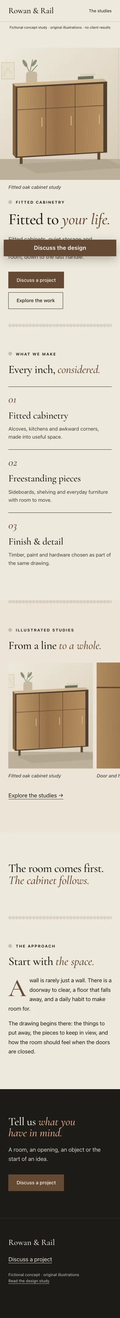 Complete phone layout for Rowan & Rail